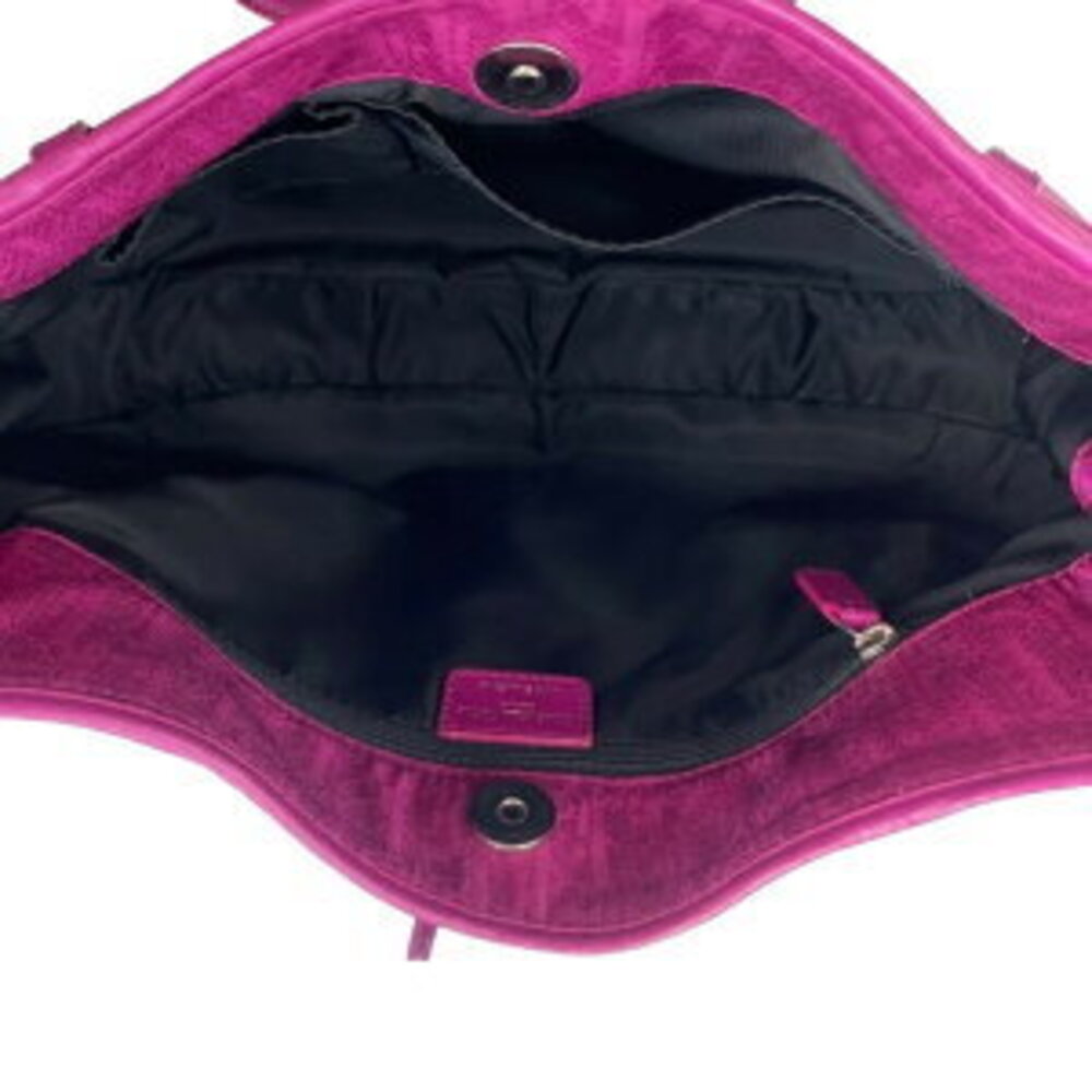 DIOR Trotter Hobo Shoulder Bag Rion Canvas Leather Pink Fuchsia - Picture 13 of 15
